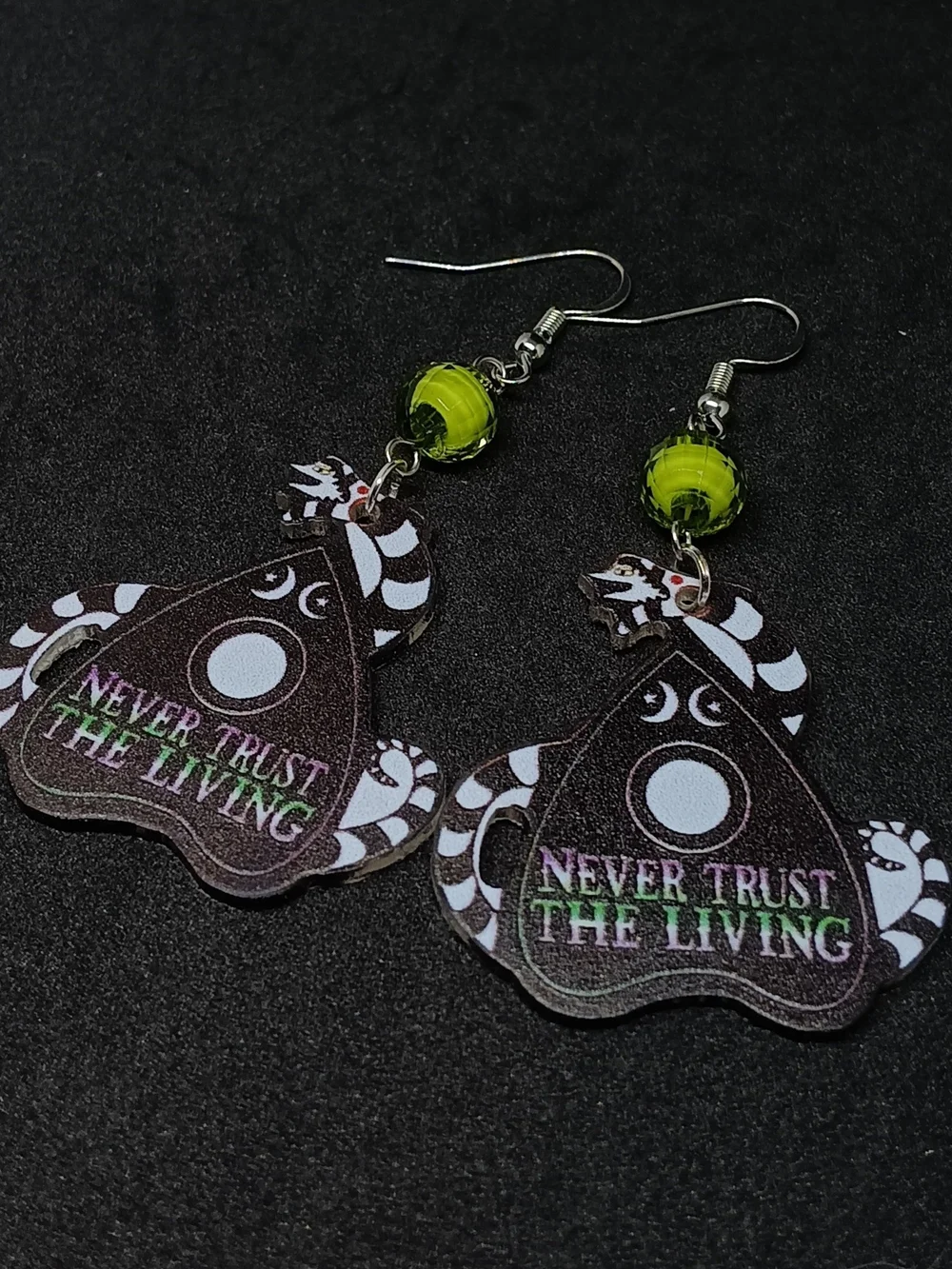 Never Trust The Living Green Bead Drop Earrings - Unbranded
